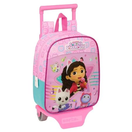 School Rucksack with Wheels Gabby's Dollhouse Party Pink 22 x 27 x 10 cm by Gabby's Dollhouse, Children's Backpacks - Ref: S4...