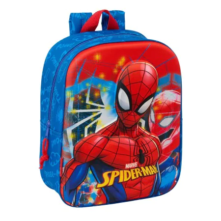 Cartable Spider-Man Rouge Blue marine 22 x 27 x 10 cm 3D de Spider-Man, Sacs à dos enfant - Réf : S4310540, Prix : 8,97 €, Re...