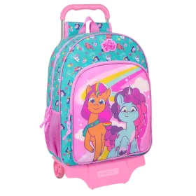 School Rucksack with Wheels My Little Pony Magic Pink Turquoise 33 x 42 x 14 cm by My Little Pony, Children's Backpacks - Ref...