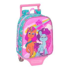 School Rucksack with Wheels My Little Pony Magic Pink Turquoise 22 x 27 x 10 cm by My Little Pony, Children's Backpacks - Ref...