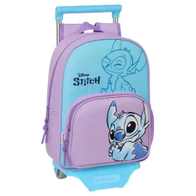 School Rucksack with Wheels Stitch Sweet Blue Lilac 26 x 11 x 67 cm 26 x 34 x 11 cm by Stitch, Children's Backpacks - Ref: S4...