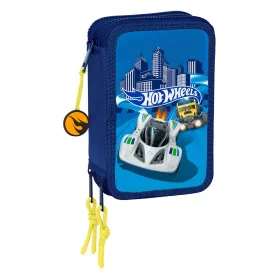 Pochette à crayons triple Hot Wheels Sonny Blue marine 12,5 x 19,5 x 5,5 cm 36 Pièces de Hot Wheels, Trousses - Réf : S431068...