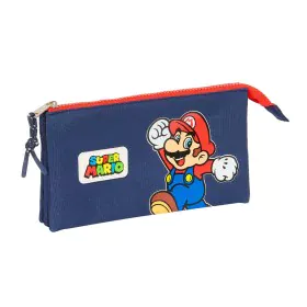 Trousse Fourre-Tout Triple Super Mario World Blue marine 22 x 12 x 3 cm de Super Mario, Trousses - Réf : S4310729, Prix : 11,...