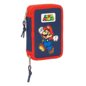 Doppel-Federtasche Super Mario World Marineblau 12.5 x 19.5 x 4 cm 28 Stücke von Super Mario, Federmäppchen - Ref: S4310731, ...