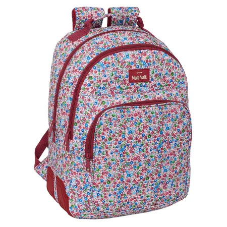 Mochila Escolar Nait Nait Flowers Burdeos 32 x 42 x 15 cm de Nait Nait, Mochilas infantiles - Ref: S4310865, Precio: 47,72 €,...