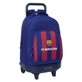 School Rucksack with Wheels F.C. Barcelona 24/25 Maroon Navy Blue 33 x 45 x 22 cm by F.C. Barcelona, Children's Backpacks - R...