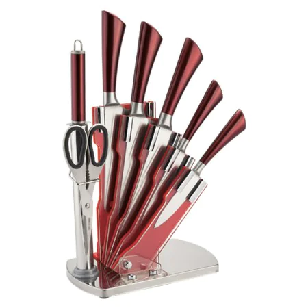 Set of Kitchen Knives and Stand Royalty Line Silver Stainless steel 15 x 15 x 35 cm by Royalty Line, Kitchen Knife Sets - Ref...