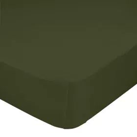 Fitted bottom sheet HappyFriday Basic Dark green 200 x 200 x 32 cm by HappyFriday, Sheets and pillowcases - Ref: D1612530, Pr...