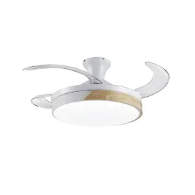 Ventilador de Teto com Luz Romimex Branco Natural de Romimex, Ventoinhas de teto com candeeiro - Ref: D1616504, Preço: 108,17...