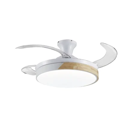 Ventilador de Teto com Luz Romimex Branco Natural de Romimex, Ventoinhas de teto com candeeiro - Ref: D1616504, Preço: 108,00...