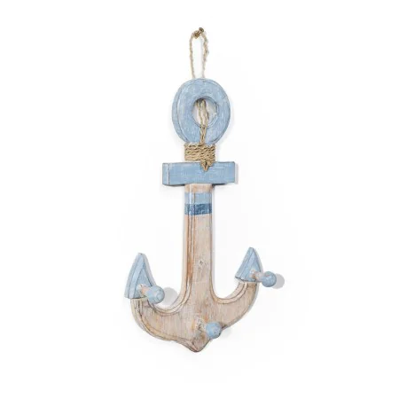 Wall mounted coat hanger Romimex Blue Natural Wood Anchor 23 x 40 x 7 cm by Romimex, Wall Coat Racks - Ref: D1617286, Price: ...