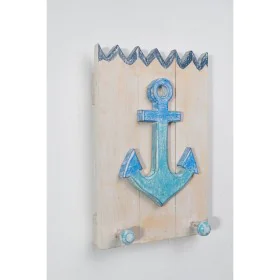 Wall mounted coat hanger Romimex Blue Natural Wood Anchor 20 x 30 x 7 cm by Romimex, Wall Coat Racks - Ref: D1617289, Price: ...