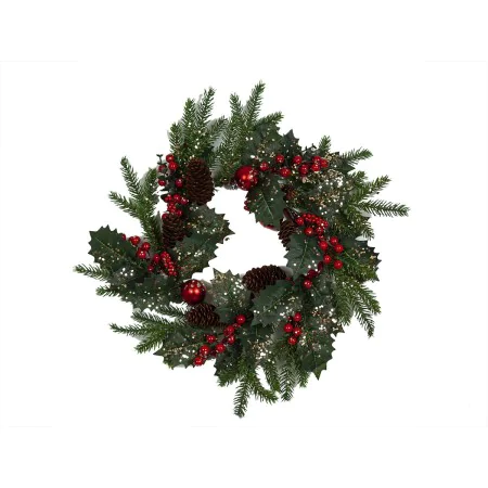 Couronne de Noël Romimex Rouge Vert Doré Polyéthylène Pomme de pin Boules de Noël 45 x 45 x 45 cm de Romimex, Noël - Réf : D1...