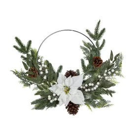 Coroa de Natal Romimex Branco Castanho Verde Polietileno Bloemen 45 x 55 x 45 cm de Romimex, Natal - Ref: D1617578, Preço: 23...