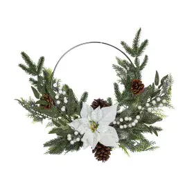 Corona de Navidad Romimex Blanco Marrón Verde Polietileno Flores 45 x 55 x 45 cm de Romimex, Navidad - Ref: D1617578, Precio:...