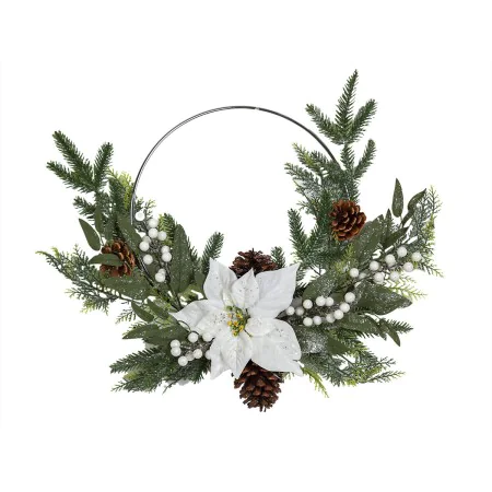 Couronne de Noël Romimex Blanc Marron Vert Polyéthylène Fleurs 45 x 55 x 45 cm de Romimex, Noël - Réf : D1617578, Prix : 23,0...