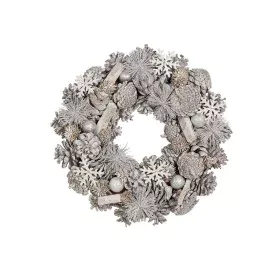 Couronne de Noël Romimex Marron Gris Polyéthylène Pomme de pin Boules de Noël 35 x 35 x 35 cm de Romimex, Noël - Réf : D16176...