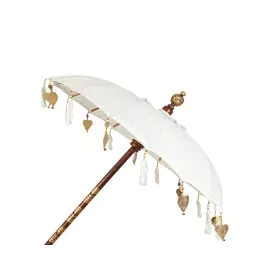 Decorative umbrella Romimex Bali White 130 x 200 x 130 cm by Romimex, Parasols - Ref: D1618684, Price: 236,01 €, Discount: %