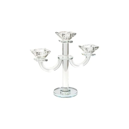 Candle Holder Romimex Transparent Glass 22 x 24 x 9 cm by Romimex, Candelabras and candle holders - Ref: D1619408, Price: 32,...