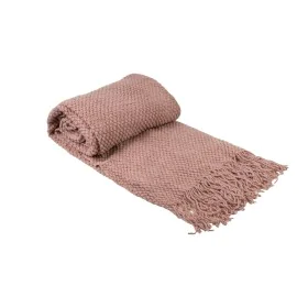 Blanket Romimex Pink With tassles 130 x 200 x 1 cm by Romimex, Blankets and bedcovers - Ref: D1619426, Price: 35,09 €, Discou...