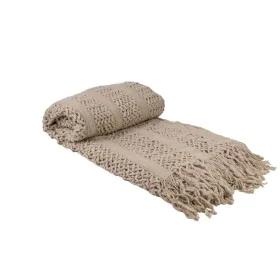 Manta Romimex Beige Con flecos 130 x 200 x 1 cm de Romimex, Mantas y colchas - Ref: D1619428, Precio: 33,06 €, Descuento: %