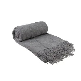 Manta Romimex Gris Con flecos 130 x 200 x 1 cm de Romimex, Mantas y colchas - Ref: D1619429, Precio: 34,47 €, Descuento: %