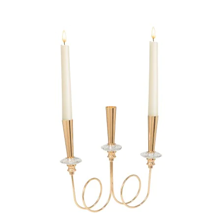 Candelabro Romimex Dourado Metal Vidro Nó 26 x 10 x 27 cm de Romimex, Candelabros e suportes para velas - Ref: D1628867, Preç...