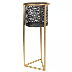 Macetero Alexandra House Living Negro Dorado Metal 23 x 60 x 23 cm Con soporte de Alexandra House Living, Maceteros - Ref: D1...