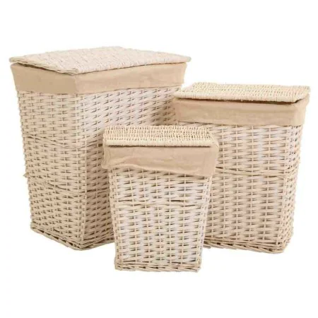 Set of Baskets Alexandra House Living White wicker Willow wood 3 Pieces by Alexandra House Living, Laundry Baskets - Ref: D16...