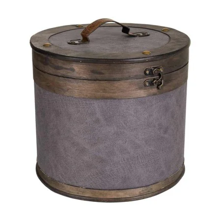 Storage Box with Lid Alexandra House Living Brown Grey PVC Wood Metal 30 x 27 x 30 cm Circular by Alexandra House Living, Lid...