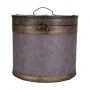 Caixa de Armazenagem com Tampa Alexandra House Living Castanho Cinzento PVC Madeira Metal 30 x 27 x 30 cm Redonda de Alexandr...