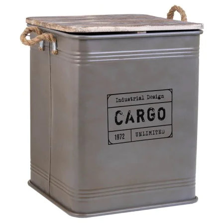 Cesto de Roupa Suja Alexandra House Living Cargo Cinzento Cânhamo Metal Madeira de abeto de Alexandra House Living, Cestos pa...