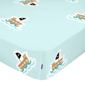 Drap housse HappyFriday MR FOX Bleu Multicouleur 60 x 120 x 14 cm Bateau Pirate de HappyFriday, Draps et taies d'oreiller - R...