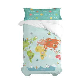 Juego de funda nórdica HappyFriday Happynois World Map Multicolor Cama de 80/90 2 Piezas de HappyFriday, Edredones y fundas p...