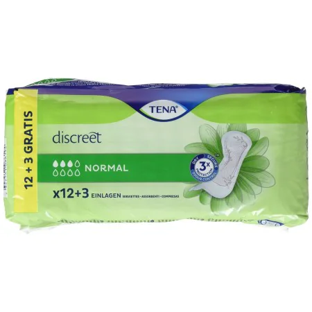 Compresses pour Incontinence Tena Discreet 15 Unités (Parapharmacie) de Tena, Serviettes pour pertes urinaires - Réf : S05108...