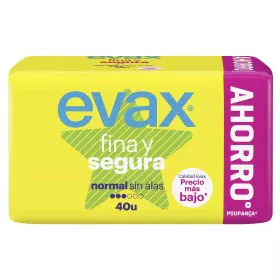 Compresas Normales sin Alas Evax Segura 40 unidades de Evax, Protege slips - Ref: S05113119, Precio: 6,48 €, Descuento: %