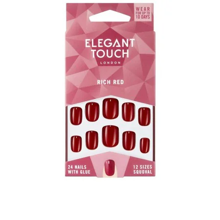 Unghie Finte Elegant Touch Polished Colour Arrotondato Rich Red (24 uds) di Elegant Touch, Set per manicure - Rif: S0591186, ...