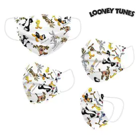 Máscara Higiénica em Tecido Reutilizável Looney Tunes Infantil Branco de Looney Tunes, Descartáveis - Ref: S0725013, Preço: 7...