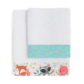 Ensemble de serviettes de toilette HappyFriday Moshi Moshi Fantasy Multicouleur 2 Pièces de HappyFriday, Serviettes de bain -...