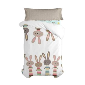 Duvet cover set HappyFriday Moshi Moshi Rabbit Family Multicolour Single 2 Pieces by HappyFriday, Quilts and quilt covers - R...