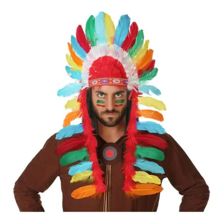 Penacho Multicolor Indio Americano Plumas (29 x 90 cm) de BigBuy Carnival, Pelucas y postizos - Ref: S1122833, Precio: 6,45 €...