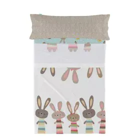 Set di Lenzuola HappyFriday Moshi Moshi Rabbit family Multicolore 2 Pezzi di HappyFriday, Lenzuola e federe per cuscino - Rif...