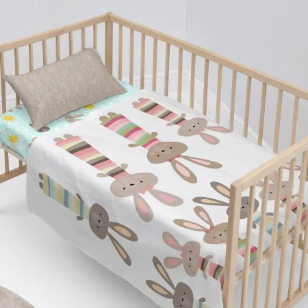 Set di Lenzuola HappyFriday Moshi Moshi Rabbit family Multicolore Culla Neonato 2 Pezzi di HappyFriday, Lenzuola e federe per...