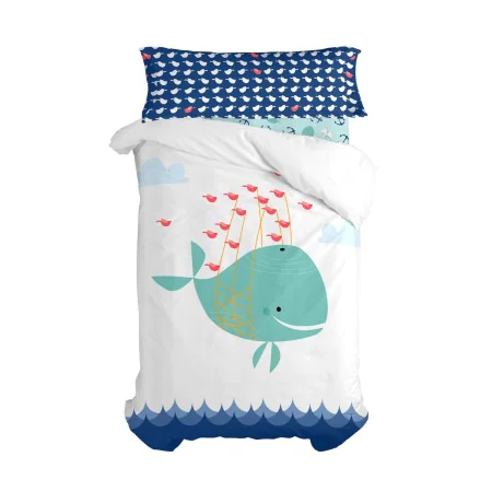 Duvet cover set HappyFriday Moshi Moshi Whale Multicolour Single 2 Pieces by HappyFriday, Quilts and quilt covers - Ref: D160...