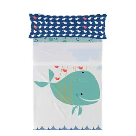 Juego de Sábanas HappyFriday Moshi Moshi Whale Multicolor Cama de 80/90 2 Piezas de HappyFriday, Sábanas y fundas de almohada...