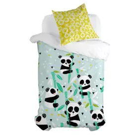 Duvet cover set HappyFriday Moshi Moshi Panda Garden Blue Blue Single 2 Pieces by HappyFriday, Quilts and quilt covers - Ref:...