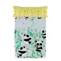 Jeu de draps HappyFriday Moshi Moshi Panda garden blue Bleu Lit 1 persone 2 Pièces de HappyFriday, Draps et taies d'oreiller ...