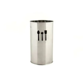 Cutlery Organiser DKD Home Decor Silver Stainless steel Plastic 10 x 10 x 18 cm by DKD Home Decor, Shelves and supports - Ref...