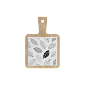 Vassoio per aperitivi DKD Home Decor Bianco/Nero Bambù Gres Fogli Cottage 18 x 12 x 1 cm di DKD Home Decor, Piatti e teglie -...