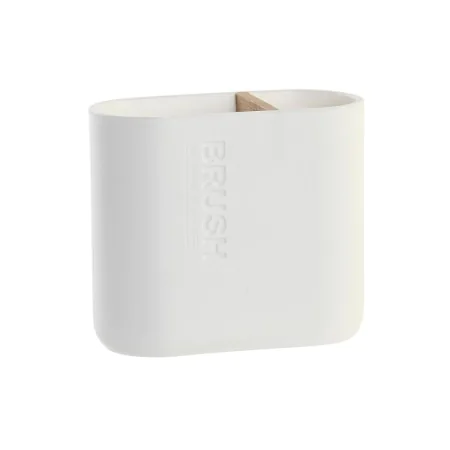 Toothbrush Holder DKD Home Decor White Natural Bamboo polypropylene 11,5 x 5,5 x 10,5 cm (12 Units) by DKD Home Decor, Stands...